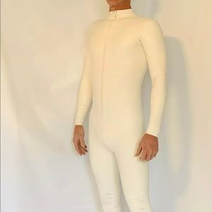 Latex Front Zipper Catsuit 100% Latex Rubber White
